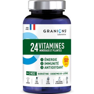 Granions 24 vitamines, minéraux et plantes 50 ans et + - Energie - Immunité - Antioxydant