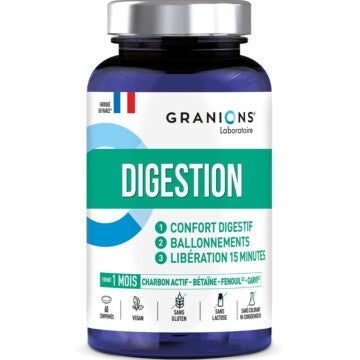 Complément alimentaire digestion, avec charbon actif végétal, Bétaïne, Fenouil, Carvi