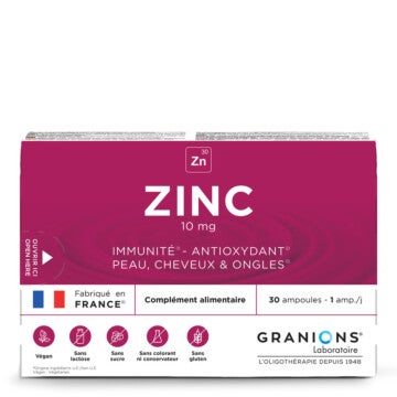 GRANIONS de Zinc 10 mg - face - Contribue à l'immunité, la préservation du stress oxydatif, la croissance des cheveux et des ongles