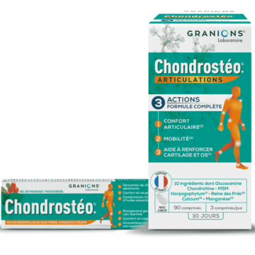 Promotion Granions Chondrostéo 90 comprimés + 1 gel chondrostéo OFFERT