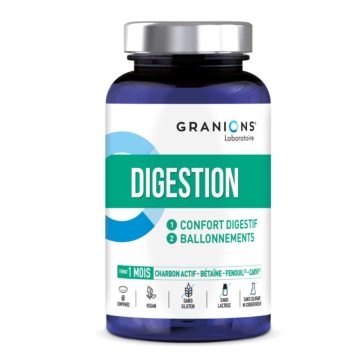 Complément alimentaire digestion, avec charbon actif végétal, Bétaïne, Fenouil, Carvi