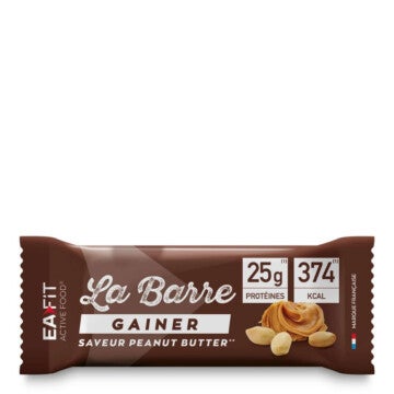 EAFIT la Barre Gainer 90 g Peanut Butter. 25 g de protéines de lait et de whey, 381 kcal pour une prise de poids réussie !
