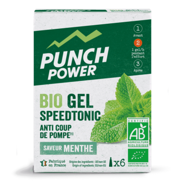 Punch Power Bio Gel Speedtonic - Idéal pour les moments difficiles de la course - Boite de 6 - Saveur Menthe