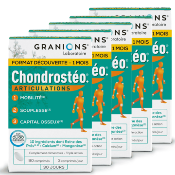 Lot de 4 chondrostéo 90 comprimés + 1 OFFERT - Améliore le confort des articulations
