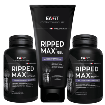 Pack EAFIT Ripped Max Abdos Metabol : 1 EAFIT Ripped Max Ultimate + 1 EAFIT Ripped Max Gel Adbos + 1 EAFIT Ripped Max Metabol