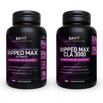 Pack starte Sèche - Perte de Poids - Homme - Ripped Max Ultimate EAFIT + Ripped Max CLA 3000 EAFIT - Pour des abdos saillants