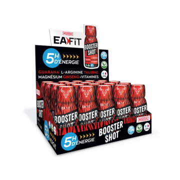 EAFIT Booster Shot - 5h d'énergie naturelle - Guarana - L-Arginine - Taurine - Magnésium - Ginseng - Vitamines - Boite de 20