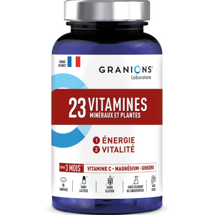 23 Vitamines Minéraux et Plantes 90 comprimés - sans lactose - sans gluten - sans colorant ni conservateur - sans sucre