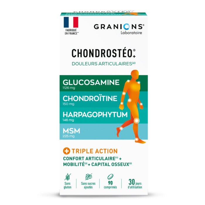 Granions Chondrostéo - Protège et répare vos articulations - 100 % naturel - Scientifiquement testé - Glucosamine et chondroitine Granions Chondrostéo - Protège et répare vos articulations - 100 % naturel - Scientifiquement testé - Glucosamine et chondroitine