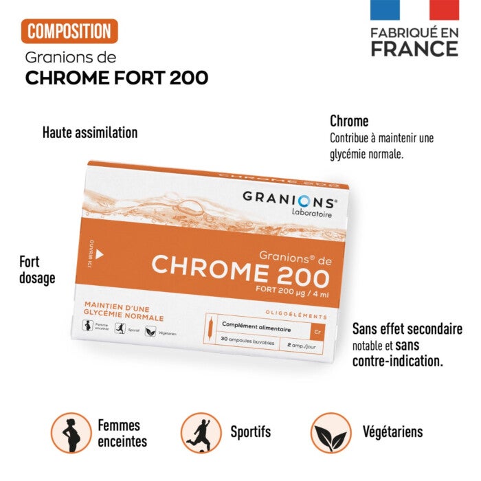 Complément Alimentaire Chrome GTF Active 200 µg - 100 Comprimés - Aliness Medicaline - Neuf