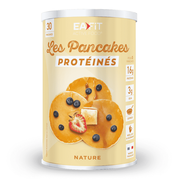 EAFIT Pancakes Protéinés - 400 g - 16 g de protéines pour 3 pancakes - 10 services de 3 pancakes - Idéal au petit déjeuner pour prendre du muscle ou maintenir sa ligne - face EAFIT Pancakes Protéinés - 400 g - 16 g de protéines pour 3 pancakes - 10 services de 3 pancakes - Idéal au petit déjeuner pour prendre du muscle ou maintenir sa ligne - face
