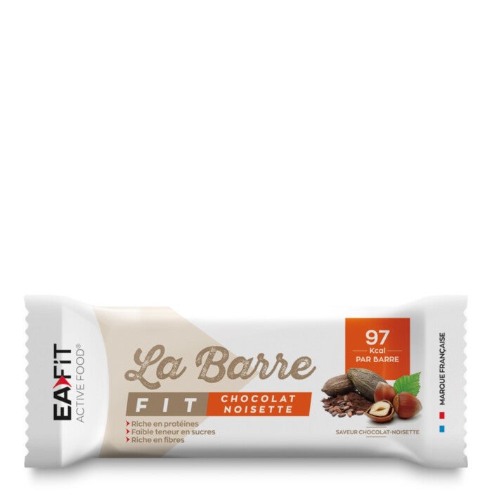 EAFIT La Barre Fit - barre unitaire - Saveur chocolat noisette. Un en cas sain, riche en protéines et en fibres et pauvres en sucres. EAFIT La Barre Fit - barre unitaire - Saveur chocolat noisette. Un en cas sain, riche en protéines et en fibres et pauvres en sucres.