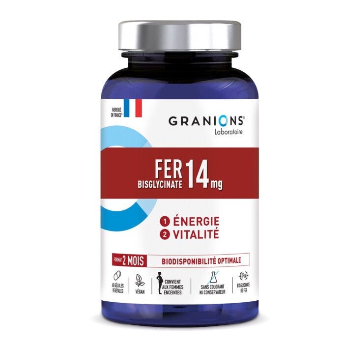 Bisglycinate de Fer GRANIONS - Vegan grâce à ses gélules végétales