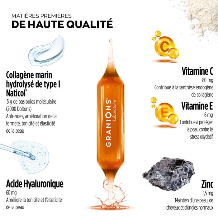 Collagène Marin ORFITO 1500mg - 15 Ampoules Saveur Raisin - Péremption 06/2027