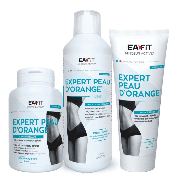 Pack Anti cellulite : les 3 produits de la gamme "expert peau d'orange EAFIT" dans un seul pack Pack Anti cellulite : les 3 produits de la gamme "expert peau d'orange EAFIT" dans un seul pack
