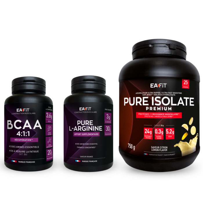 Pack congestion musculaire - citron : premium vhey + bcaa + arginine pour une prise de volume immédiate