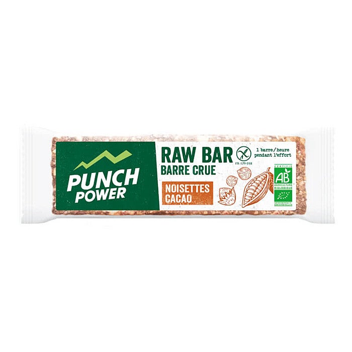 Punch Power - Raw bar - Barre crues à base d'ingrédients naturels et non transformés - seulement 3 ingrédients - saveur noisettes cacao Punch Power - Raw bar - Barre crues à base d'ingrédients naturels et non transformés - seulement 3 ingrédients - saveur noisettes cacao