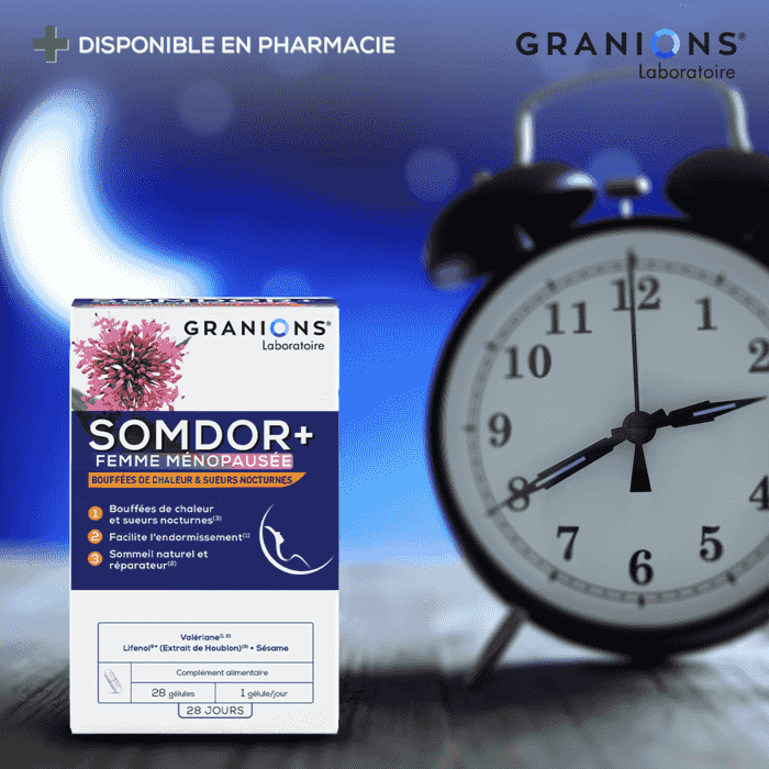 Granions Somdor Femme Ménopausée
Bouffées de chaleur et sueurs nocturnes