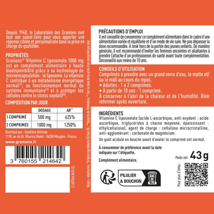 Les bienfaits de la Vitamine c - Liposomale 1000 mg 