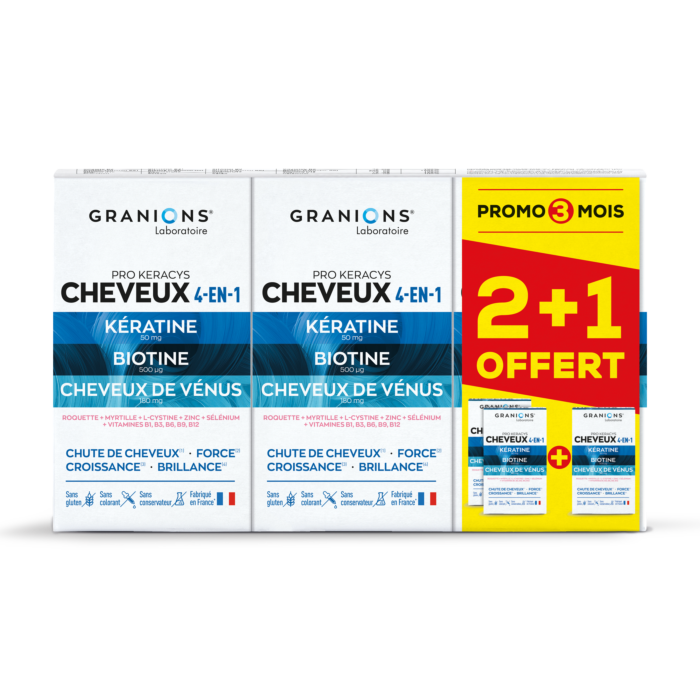 Pro Keracys Cheveux 4 en 1 - 2Mois + 1 Offert FACE Pro Keracys Cheveux 4 en 1 - 2Mois + 1 Offert FACE