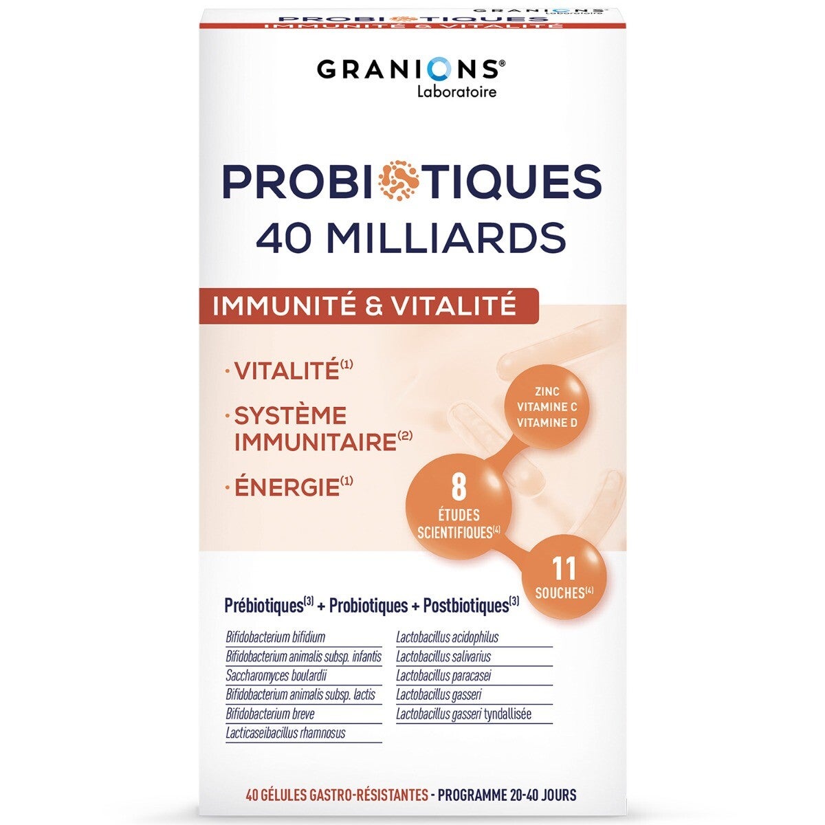 Probiotiques Immunité & Vitalité - 40 gélules