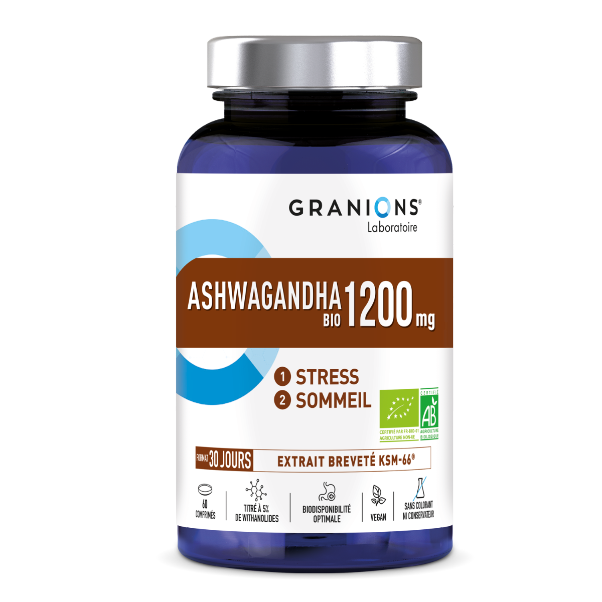 Ashwagandha Bio 1200 mg - 60 comprim&eacute;s