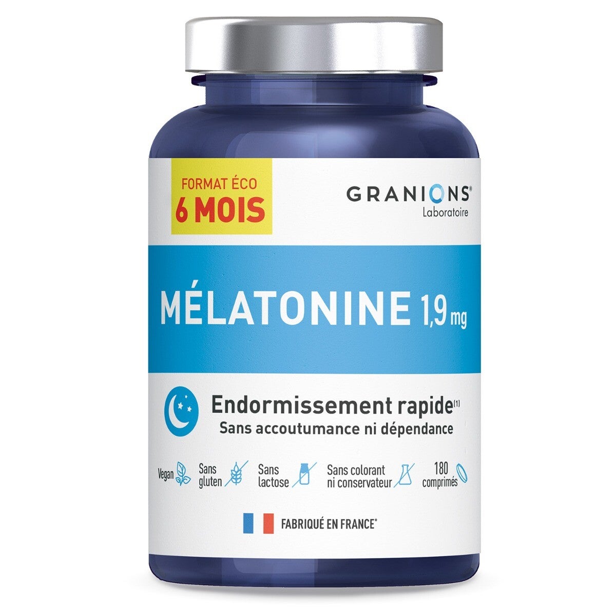 Granions Mélatonine 1,9 mg - Format 6 mois - 180 comprimés