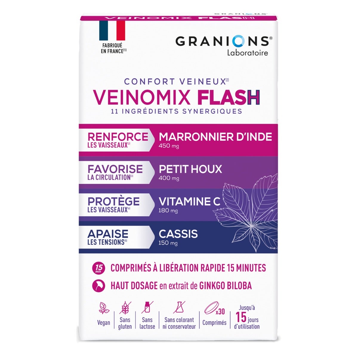 Granions Laboratoire Des Granions® Veinomix Flash 1200 Mg Comprimé(S) 30 Pc(S) Enfants - Image 2