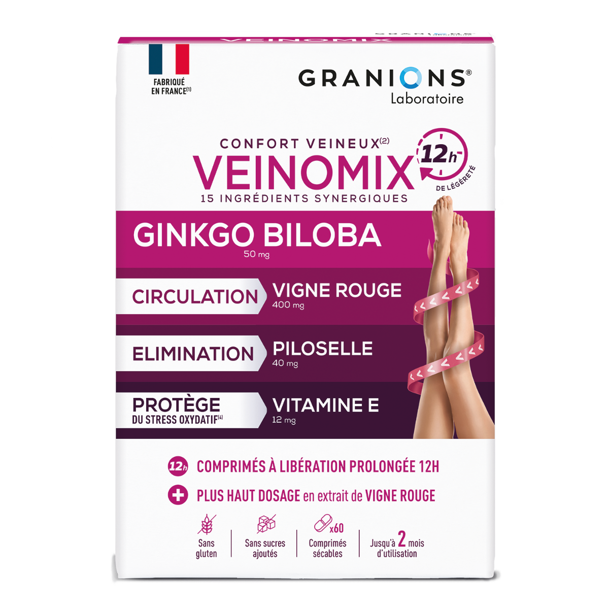 Granions Rouge Veinomix 60 Comprimes - Image 3